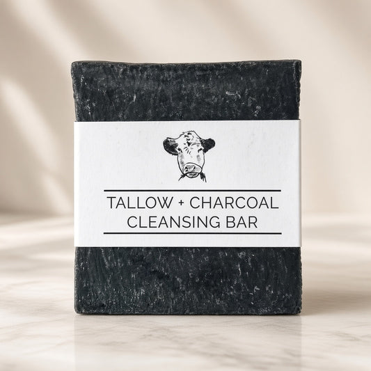 Tallow + Charcoal Cleansing Bar, front label