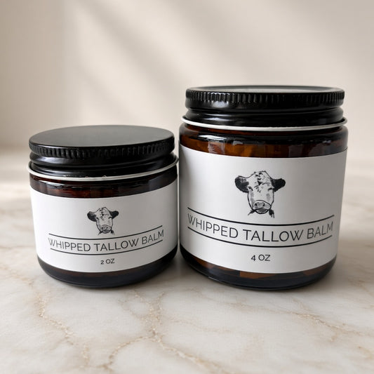 Whipped Tallow Balm | Lavender + Mint in 2 oz and 4 oz amber jars